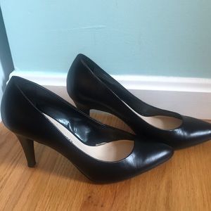 Faux leather pointed toe heels